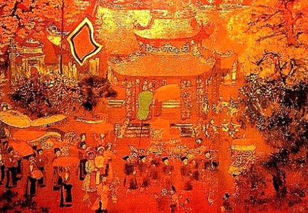 Đám cưới nhà quê Sơn mài của Nguyễn Gia Trí Chùa Thầy Sơn mài của Nguyễn Gia Trí