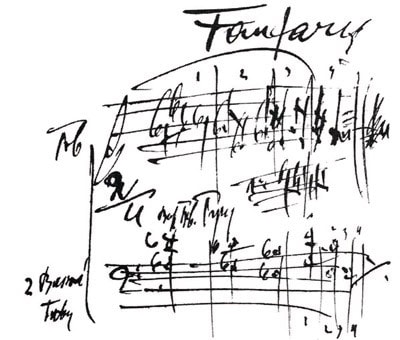 Nhạc hiệu của vở Sinfonietta, có chữ ký của Janácek
