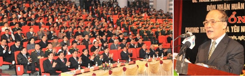 Chủ tịch QH Nguyễn Sinh Hùng phát biểu tại Lễ kỷ niệm 82 năm Ngày thành lập Đảng; đón nhận Huân chương Hồ Chí Minh và tổng kết công tác thi đua yêu nước năm 2011 của Đảng bộ tỉnh Thái Nguyên