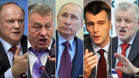 5 ứng cử viên chính thức tranh cử Tổng thống Nga năm 2012 Nguồn: Russia Press