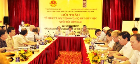 Chủ nhiệm VPQH Nguyễn Hạnh Phúc chủ trì Hội thảo Ảnh: Anh Tiến