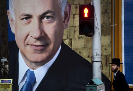 Poster tranh cử của Thủ tuớng Netanyahu Nguồn: AP