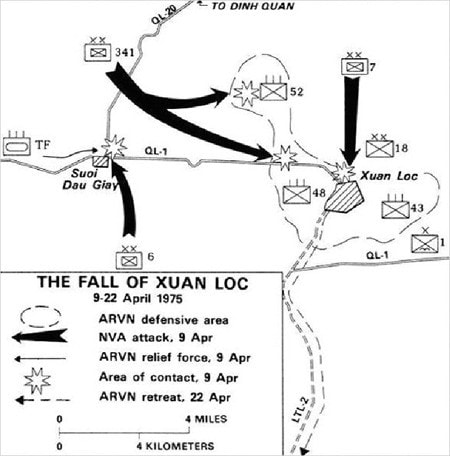 Bản đồ trận Xuân Lộc