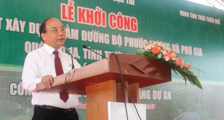 Uỷ viên Bộ chính trị, Phó thủ tướng Nguyễn Xuân Phúc phát biểu tại lễ khởi công dự án.