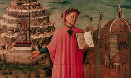 Dante với Thần khúc trước thành Florence, tranh của Domenico di Michelino, thế kỷ XV