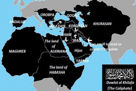 ISIL công bố bản đồ Nhà nước Hồi giáo trong vòng 5 năm tới bao trùm Trung Đông Nguồn: InSerbia