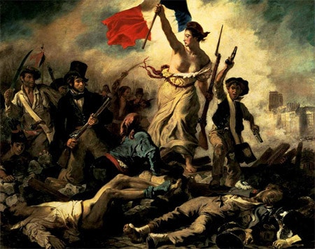 Nữ thần Tự do trên chiến lũy, tranh sơn dầu của Delacroix, kích thước 260 x 325cm, sáng tác năm 1830, hiện lưu tại Bảo tàng Louvre