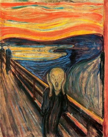 Tiếng thét, sơn dầu của Edvard Munch, vẽ năm 1893, kích thước 91x73,5cm, được lưu tại Bảo tàng Quốc gia Na Uy