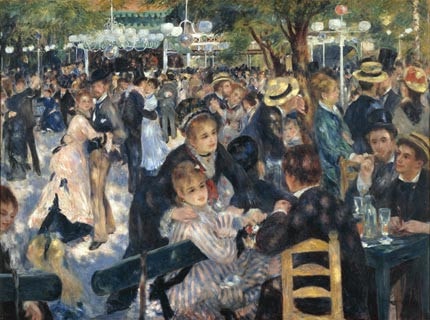 Khiêu vũ ở Moulin de la Galatte, sơn dầu của Auguste Renoir, sáng tác năm 1876, khổ 131x175cm, hiện lưu tại Bảo tàng d’Orsay, Paris