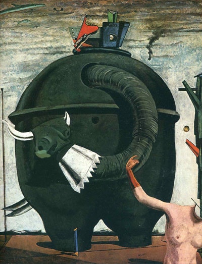 Con voi Celebes, 1921, sơn dầu trên vải của Max Ernst, kích thước 25,4x107,9cm, hiện thuộc bộ sưu tập của Tate, London