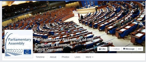 Trang Facebook của Hội đồng Nghị viện Hội đồng châu Âu