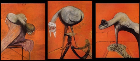 Tam bình khảo họa nhân vật dưới chân thập giá, sơn dầu của Francis Bacon, 74x94cm, hiện trong bộ sưu tập của Tate ở London