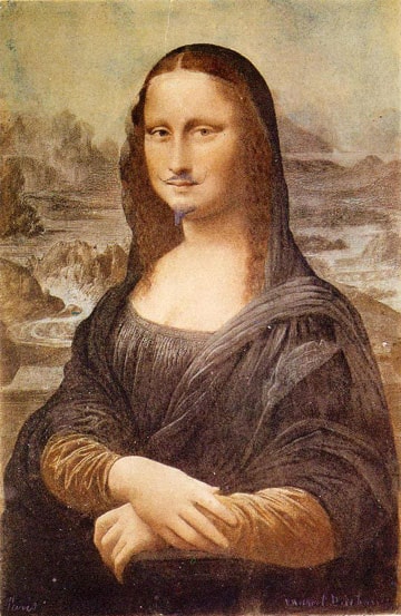 Nàng Mona Lisa với bộ ria mép, bút chì trên 