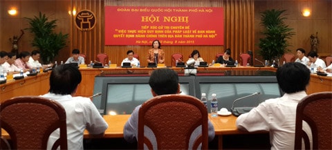 Hội nghị TXCT chuyên đề về ban hành quyết định hành chính trên địa bàn TP Hà Nội Ảnh: D. Anh