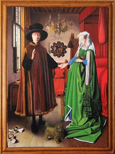 Đám cưới Arnolfini, vẽ năm 1434, kích thước 60 x 83 cm, sơn dầu trên gỗ của Jan Van Eyck, hiện lưu tại Phòng trưng bày Quốc gia London