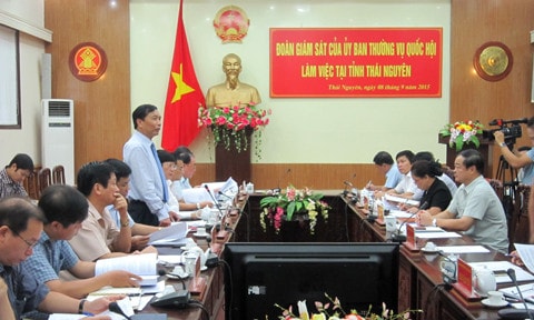 Trưởng ban Dân nguyện Nguyễn Đức Hiền phát biểu tại cuộc làm việc Ảnh: H. Ngọc