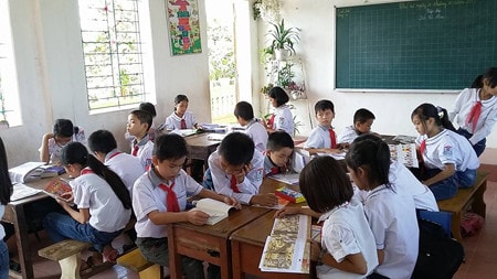 Giờ đọc sách của học sinh Trường Tiểu học Nam An, Nam Trực, Nam Định Ảnh: Hà Vũ
