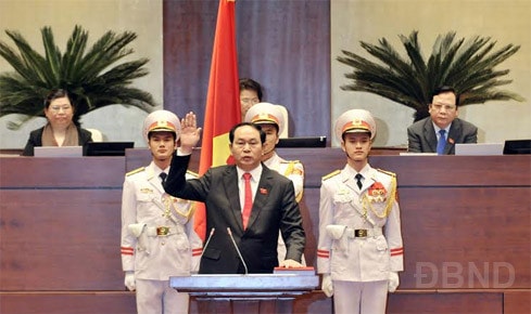 Chủ tịch Nước Trần Đại Quang tuyên thệ nhậm chức Ảnh: Lâm Hiển
