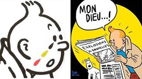 Hình ảnh Tin Tin với những giọt nước mắt mang màu quốc kỳ Bỉ chia sẻ nỗi đau với người dân sau vụ khủng bố liên hoàn xảy ra ở đất nước này mới đây