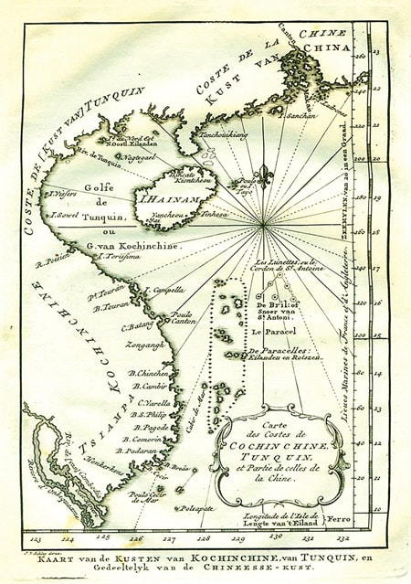 Bản đồ Carte de Costes de Cochinchine, Tunquin et partie de celles de la Chine do Kaart van de Kusten thực hiện năm 1754