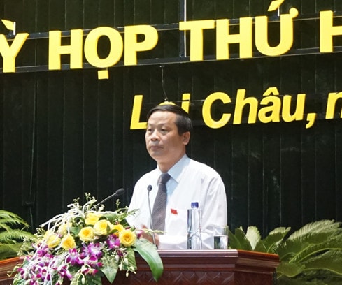 Phó Bí thư Tỉnh ủy, Chủ tịch HĐND tỉnh Lai Châu Vũ Văn Hoàn phát biểu Khai mạc Kỳ họp thứ 2 HĐND tỉnh Khóa XIV