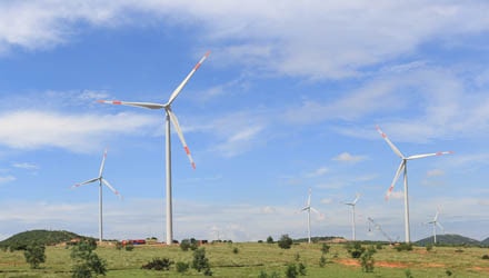 Các tuabin gió của Nhà máy điện gió Phú Lạc.