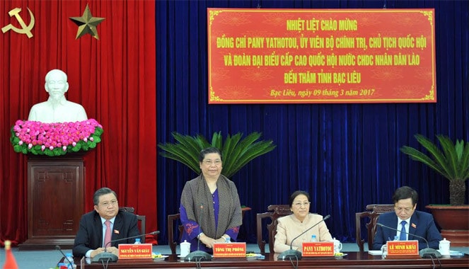 Phó Chủ tịch Thường trực QH Tòng Thị Phóng phát biểu tại buổi làm việc với lãnh đạo chủ chốt tỉnh Bạc Liêu