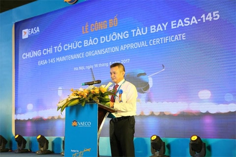 Ông Dương Trí Thành, Tổng giám đốc Vietnam Airlines phát biểu tại buổi lễ