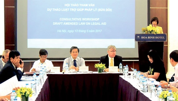 Toàn cảnh Hội thảo tham vấn dự thảo Luật Trợ giúp pháp lý (sửa đổi) Ảnh: Hà An