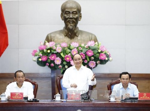 Thủ tướng Nguyễn Xuân Phúc phát biểu tại buổi làm việc (Ảnh TTXVN)