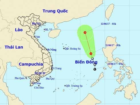 Vị trí vùng áp thấp. (Nguồn: nchmf.gov.vn)