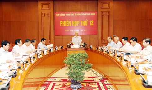 Tổng Bí thư Nguyễn Phú Trọng, Trưởng Ban Chỉ đạo Trung ương về phòng chống tham nhũng chủ trì Phiên họp. Ảnh: Trí Dũng