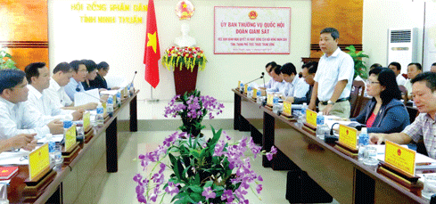 Đoàn giám sát của UBTVQH làm việc với Hội đồng Nhân dân tỉnh Ninh Thuận Ảnh: Phương Thủy