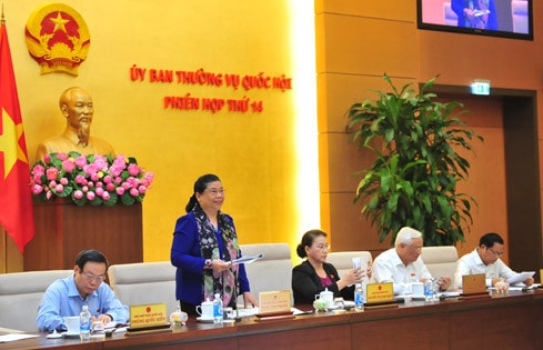 Phó Chủ tịch Quốc hội Tòng Thị Phóng phát biểu tại phiên họp Ảnh: Quang Khánh