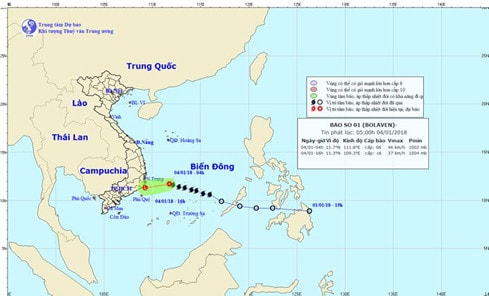 Đường đi và vị trí cơn bão. (Nguồn: nchmf.gov.vn)