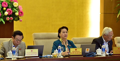 Chủ tịch Quốc hội Nguyễn Thị Kim Ngân phát biểu tại Phiên họp Ảnh: Quang Khánh