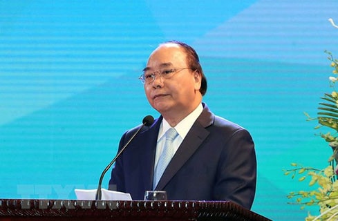 Thủ tướng Nguyễn Xuân Phúc phát biểu tại lễ kỷ niệm. (Ảnh: Thống Nhất/TTXVN)