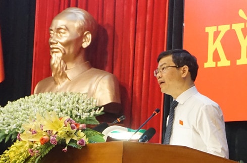Ủy viên BTV Tỉnh ủy, Chủ tịch HĐND tỉnh Nguyễn Văn Sơn phát biểu khai mạc kỳ họp Ảnh: Huyền Loan