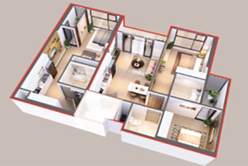 Căn hộ Văn phòng Hai chìa khóa Vinhomes West Point với 2+1 phòng ngủ (hình ảnh mang tính minh họa)
