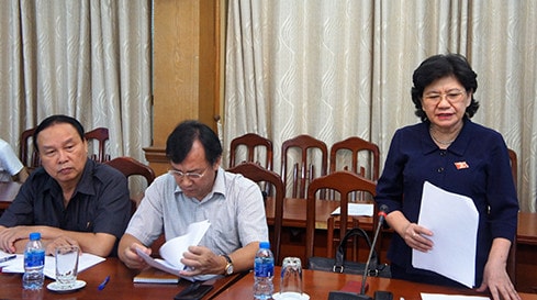 Phó Chủ nhiệm Ủy ban Văn hóa, Giáo dục, TN, TN và NĐ Hoàng Thị Hoa - Trưởng Đoàn khảo sát - phát biểu tại buổi làm việc