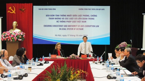 Phó trưởng Ban Nội chính Trung ương Nguyễn Thái Học phát biểu tại Hội thảo