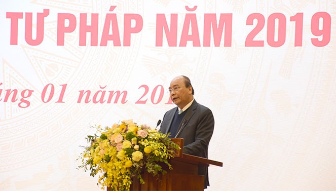Thủ tướng Nguyễn Xuân Phúc phát biểu tại Hội nghị toàn quốc triển khai công tác tư pháp năm 2019