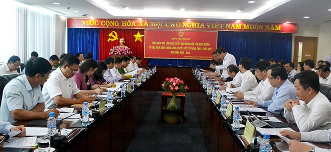 Toàn cảnh Đoàn Giám sát Quốc hội làm việc với lãnh đạo chủ chốt tỉnh Bình Dương sáng 4.5