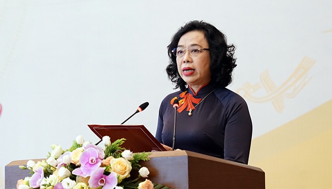 Phó Bí thư Thường trực Thành ủy Hà Nội Ngô Thị Thanh Hằng phát biểu tại Hội thảo Ảnh: Duy Thông