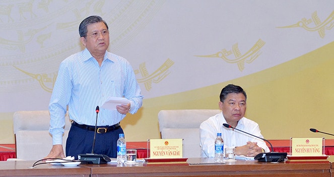 Chủ nhiệm Ủy ban Đối ngoại Nguyễn Văn Giàu phát biểu tại hội nghị