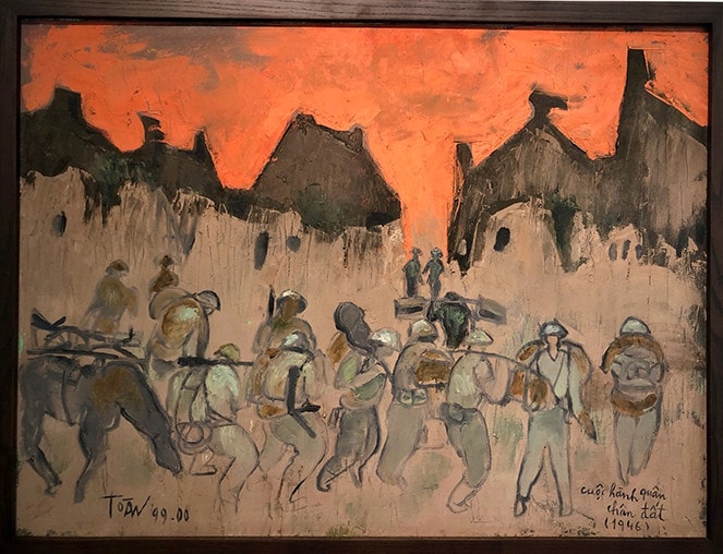 Tác phẩm “Cuộc hành quân chân đất”, sơn dầu, 1999 - 2000