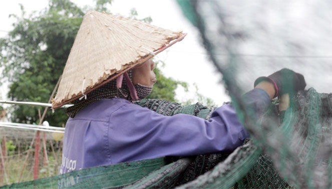 Cô Cao Thị Khuy làm tại Tuệ Viên từ khi nông trang mới thành lập, cô cho biết ở đây cô thấy khoẻ ra vì không khí trong lành. Với cô Khuy “cỏ cũng là một thành viên của khu vườn” Tuệ Viên áp dụng triệt để nguyên tắc xen canh, luân canh, kết hợp các loài cây xua đuổi và dẫn dụ để kiểm soát sâu, bệnh. Những rặng râm bụt và cây chiều tím được trồng quanh vườn để dẫn dụ ốc sên, rệp... và người nông dân sẽ xử lý tập trung. Rau quả ở Tuệ Viên được sản xuất quy trình hữu cơ 