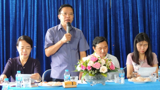 Phó Chủ nhiệm Ủy ban Tư pháp Nguyễn Văn Pha phát biểu tại buổi làm việc với Trường Mầm non ABC, thành phố Vinh, Nghệ An