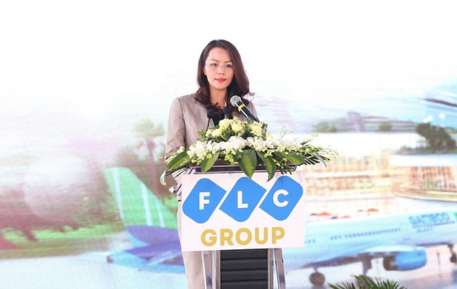 Phó Chủ tịch HĐQT kiêm Tổng giám đốc Tập đoàn FLC Hương Trần Kiều Dung phát biểu khai mạc lễ khởi công
