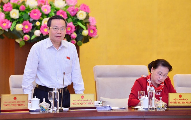 Phó Chủ tịch Quốc hội Phùng Quốc Hiển phát biểu Ảnh: Quang Khánh